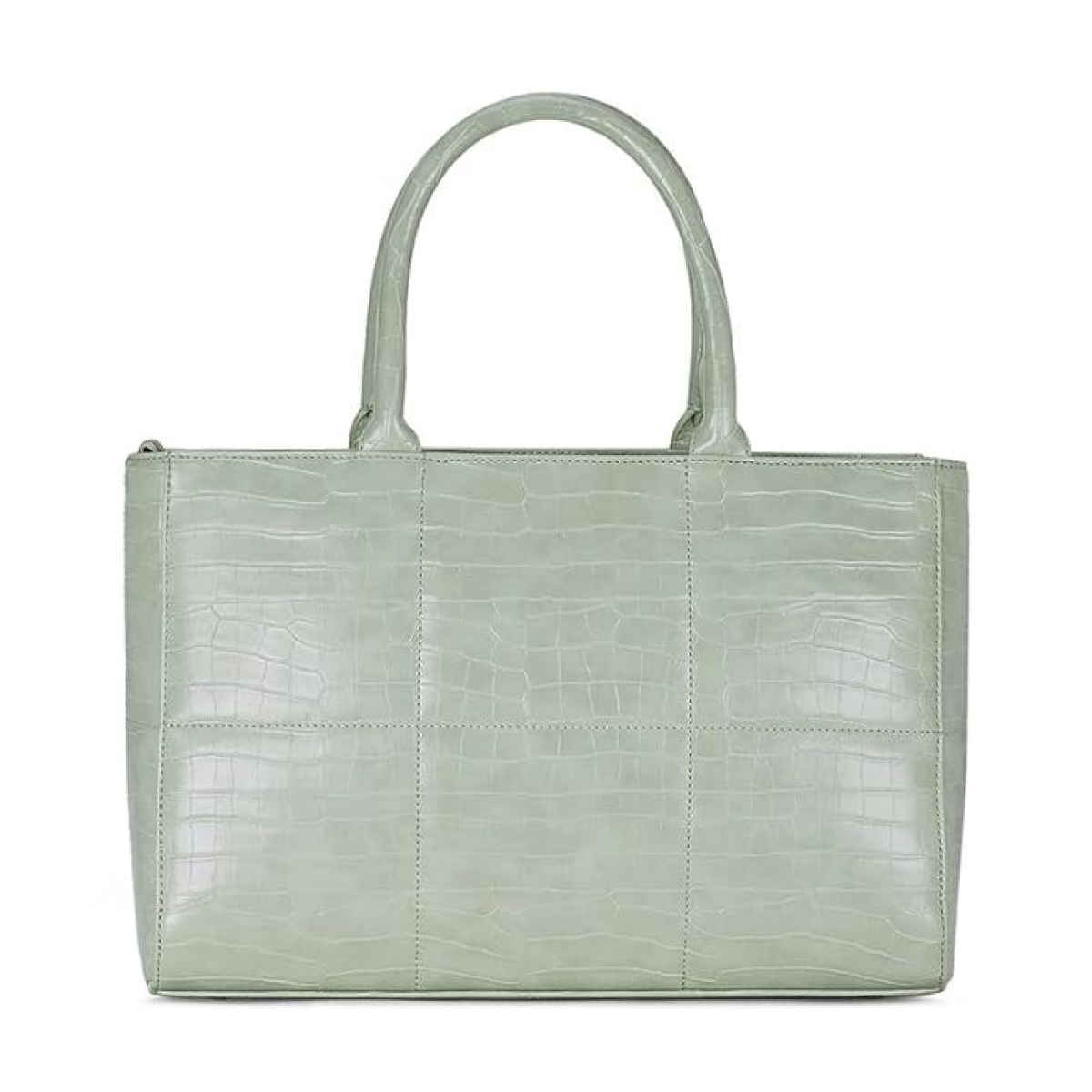 United Colors Of Benetton Women's Textured PU 11.5 L Long Handle Tote Bag | Pista Green - M