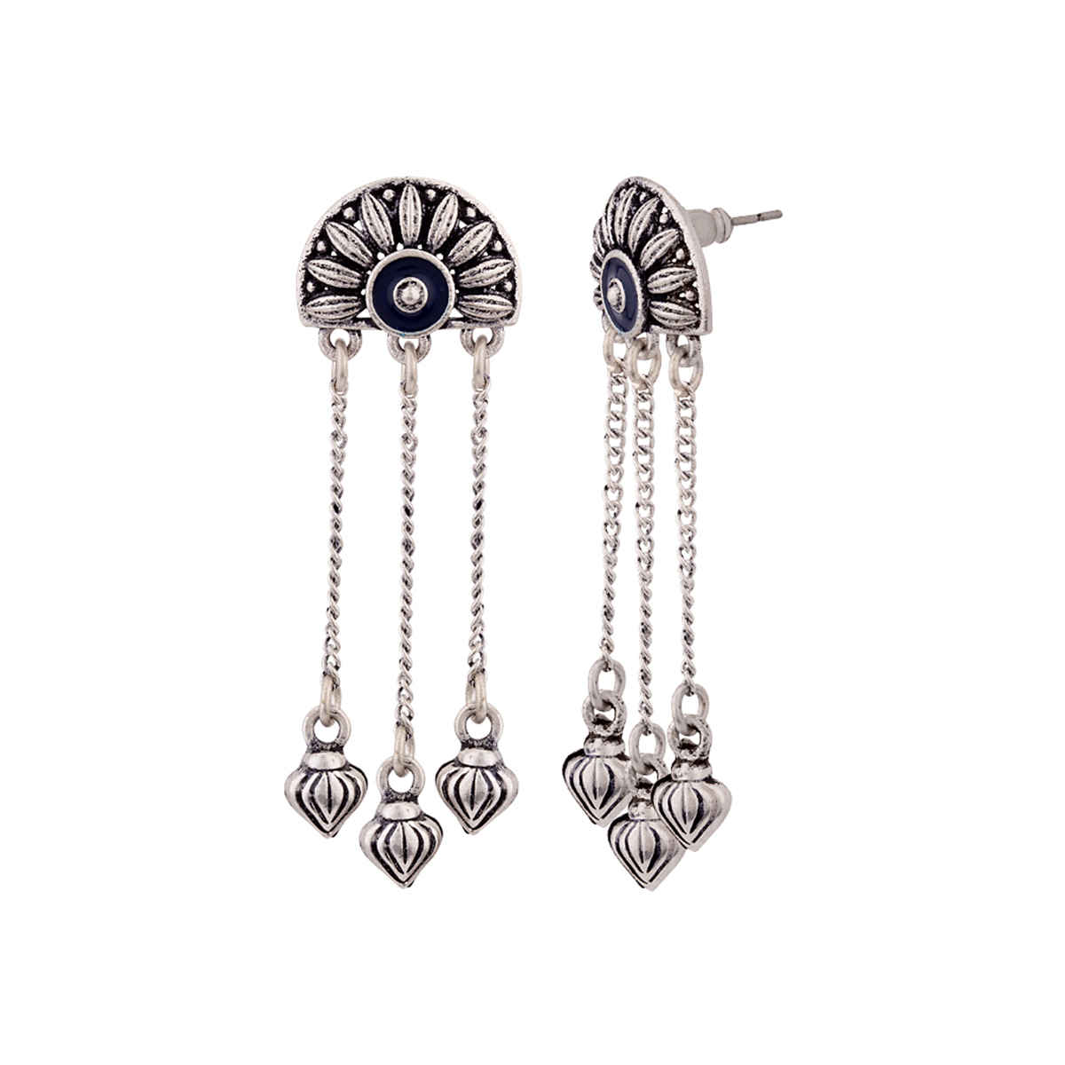 Voylla Mandala Half Moon Tassels Earrings
