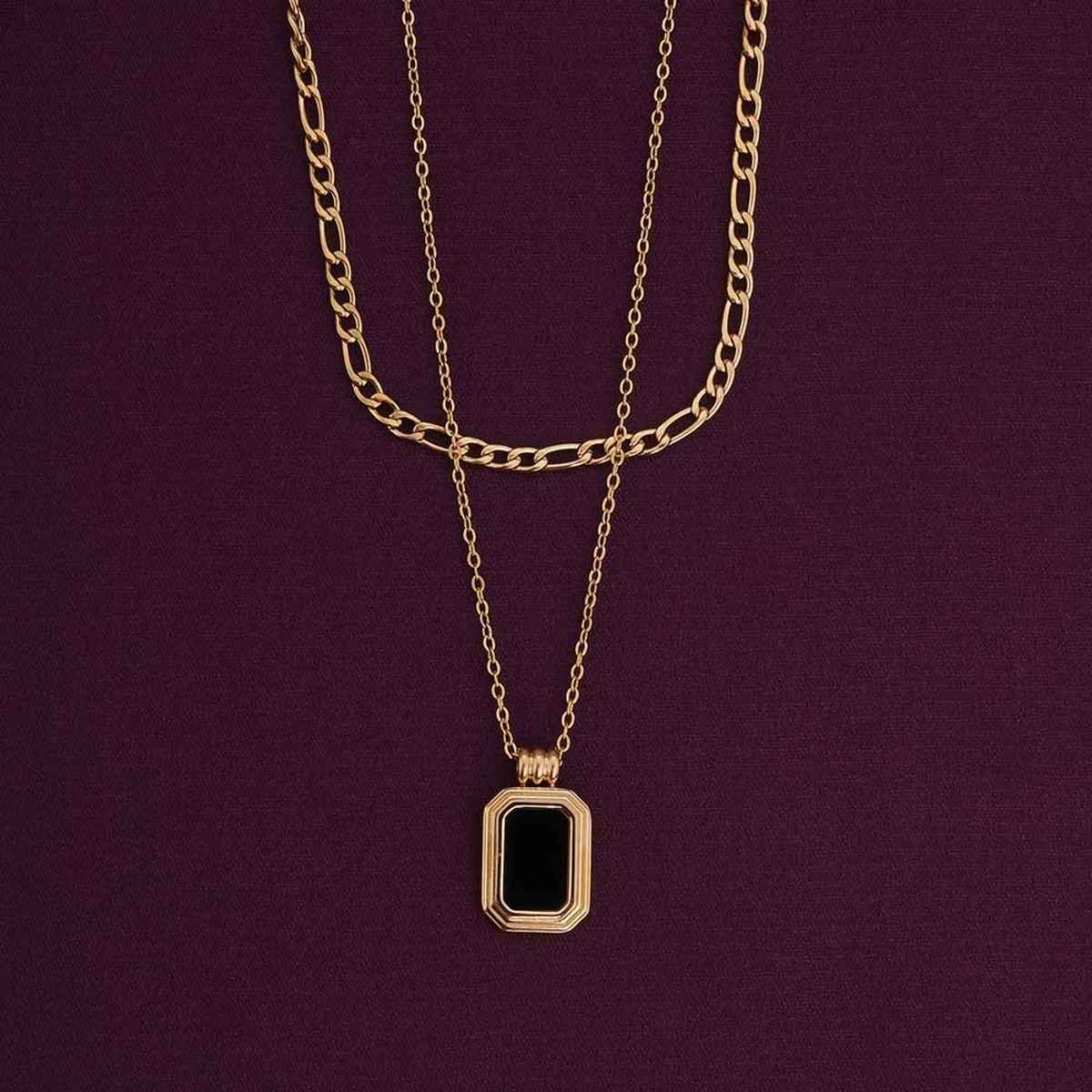 Palmonas Black Onyx Two Layer Necklace for Women | Waterproof and Anti-Tarnish