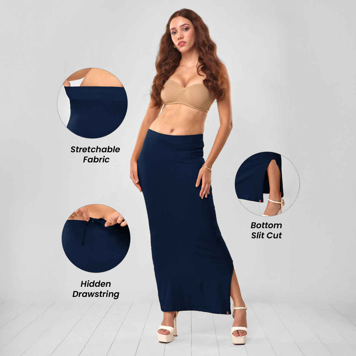 Lyra Women's Saree Shaper | Navy - Free Size