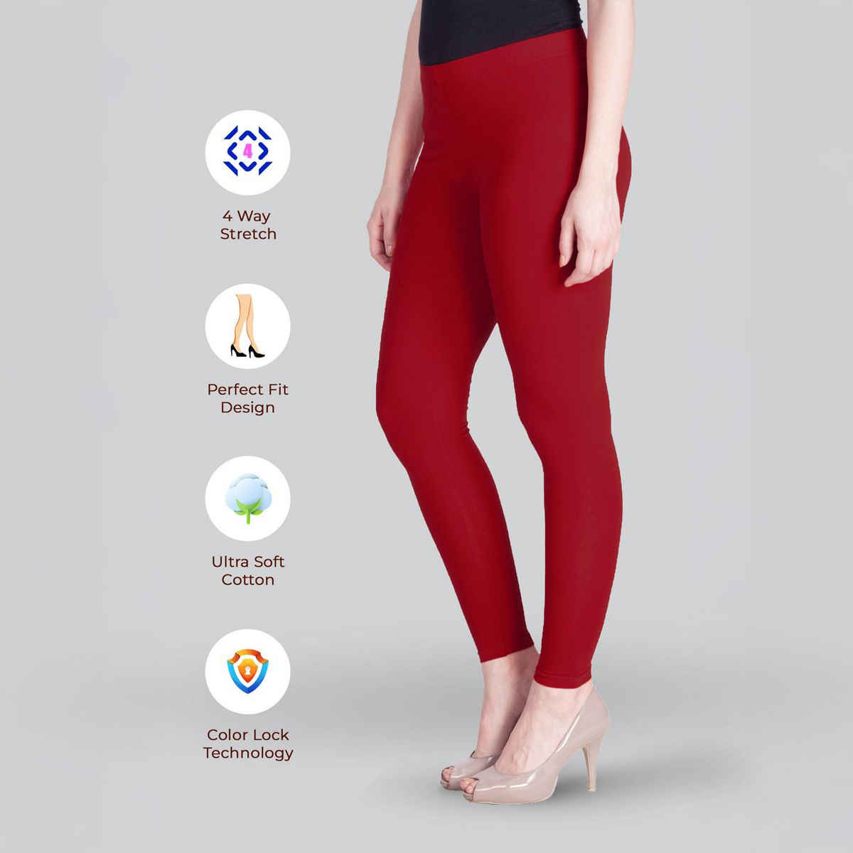 Lyra Women's Leggings Ankle Length | Cotton and Lycra - Free Size