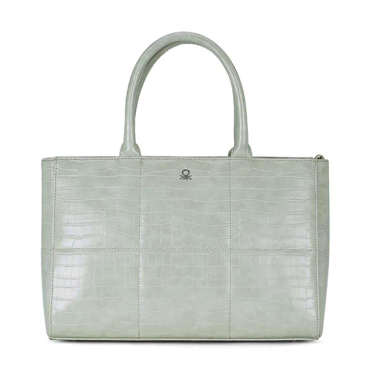United Colors Of Benetton Women's Textured PU 11.5 L Long Handle Tote Bag | Pista Green - M