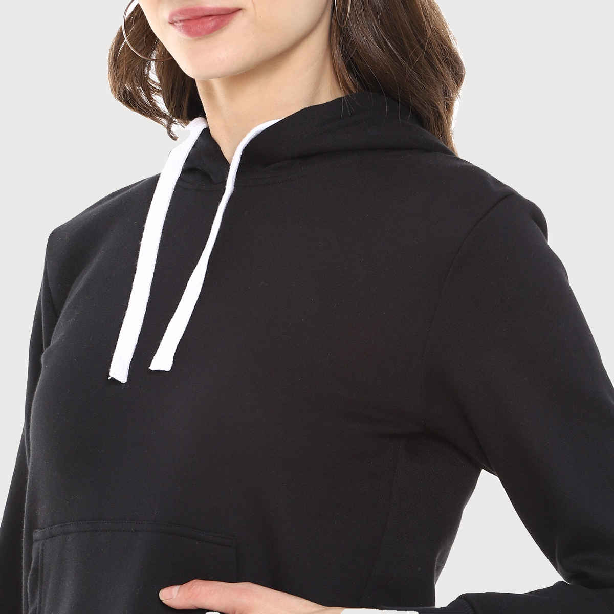 Campus Sutra Women's Winter Hoodie | Black - S