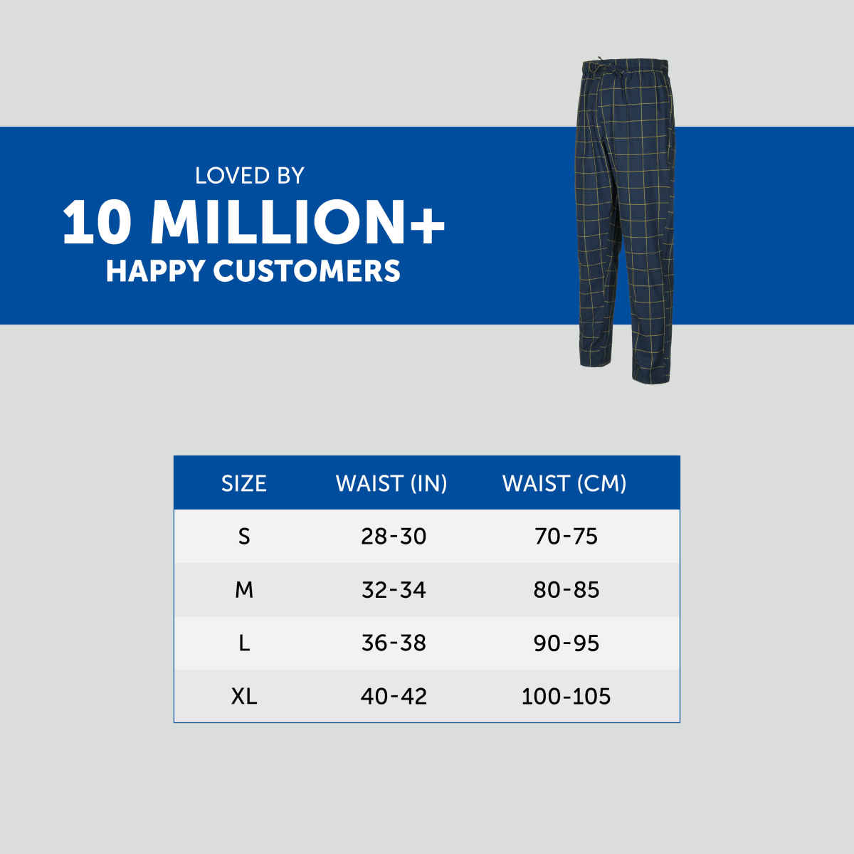 XYXX Checkmate 100% super combed cotton Checks Pyjama Relaxed Fit | 2 Side pockets | Navy- M