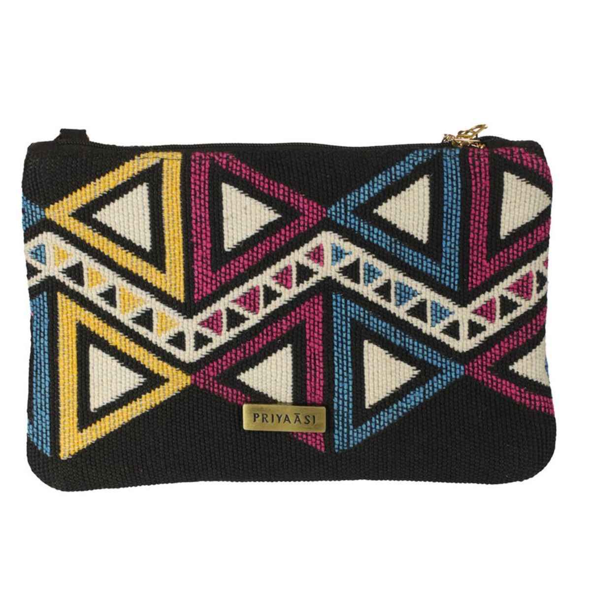 Priyaasi Women's Fabric 1 L Zipper Pouch | Black - One Size