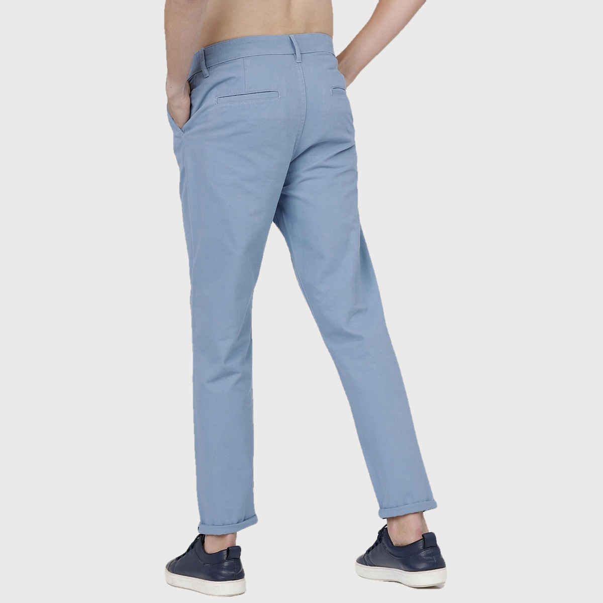 Ketch Men's Slim Fit Easy Wash Trousers | Blue - 36