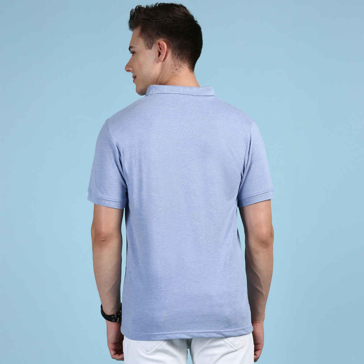 Lux Cozi Men's Solid Cotton Polo T-shirt with Pocket | Oxy Blue - XL