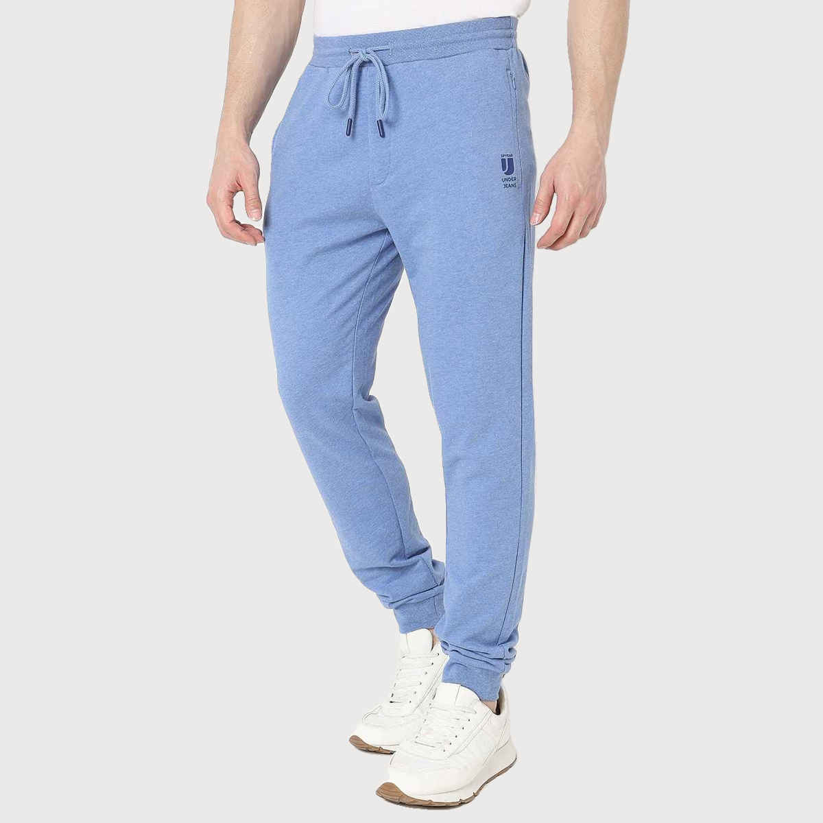 Underjeans by Spykar Men's Pure Cotton Pyjama | Blue Melange - L