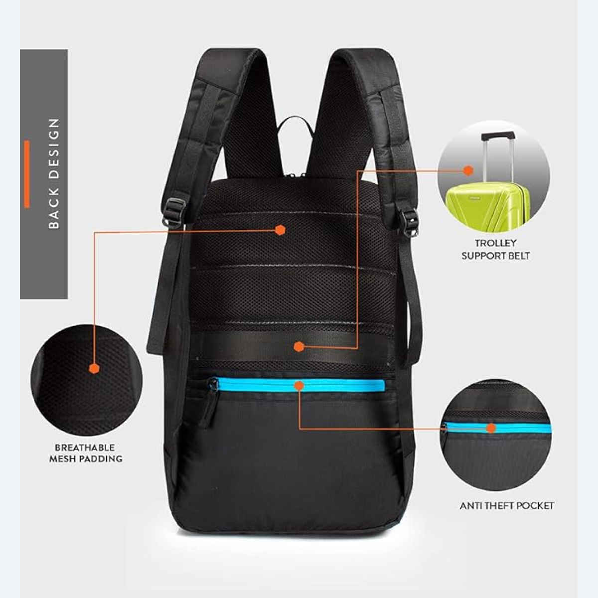 Lunar's Unisex Solid Polyester 25 L Laptop Backpack | Black - 15.6 Inches