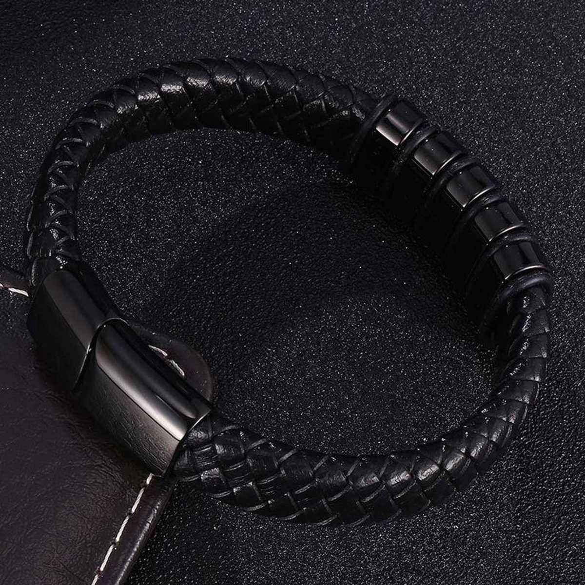 Fashion Frill Men's Braided Bracelet Black Regular