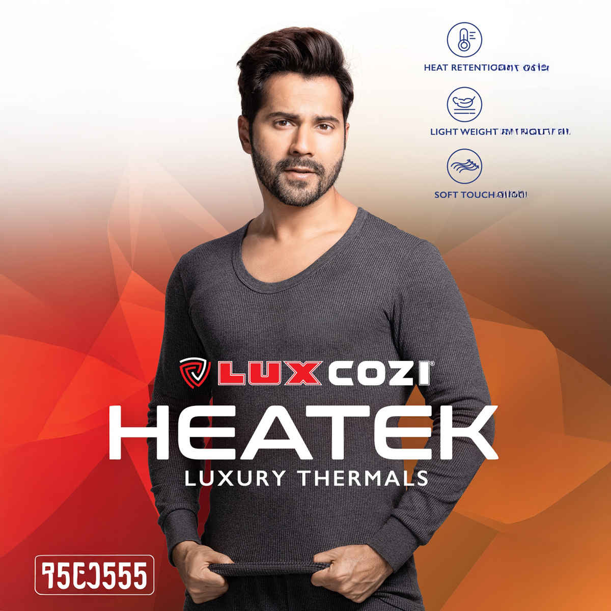 Lux Cozi Men's Heatek Thermal Comfort, Stretchable & Super Warm Set | Black Melange-85