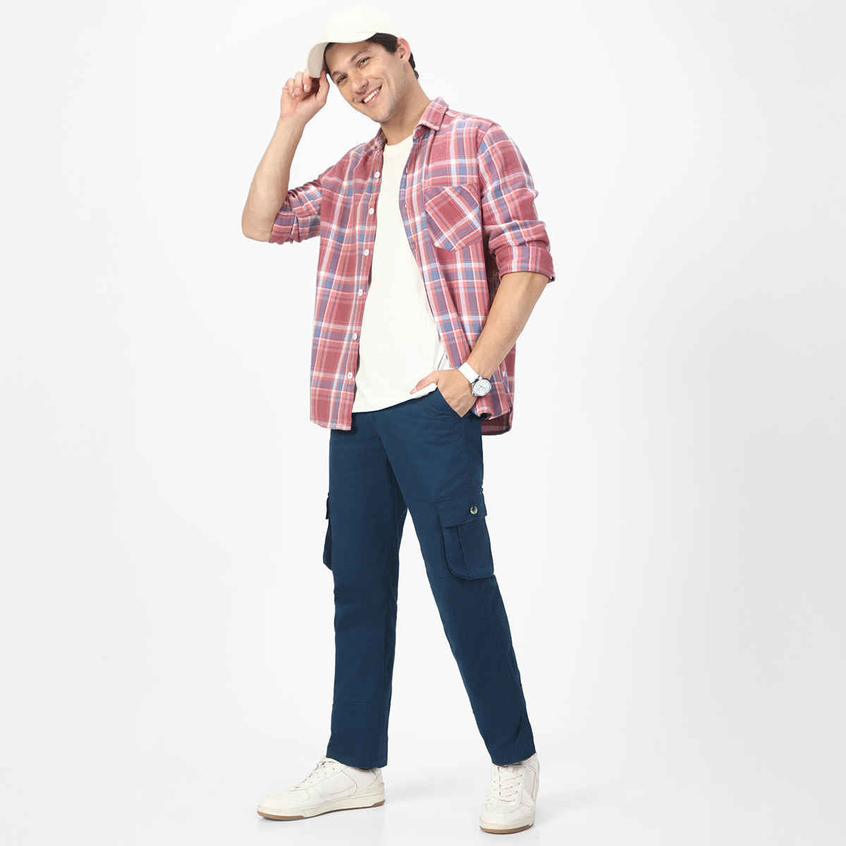 Urbano Fashion Men's Royal Blue Regular Fit Solid Cargo Chino Pant With 6 Pockets-30