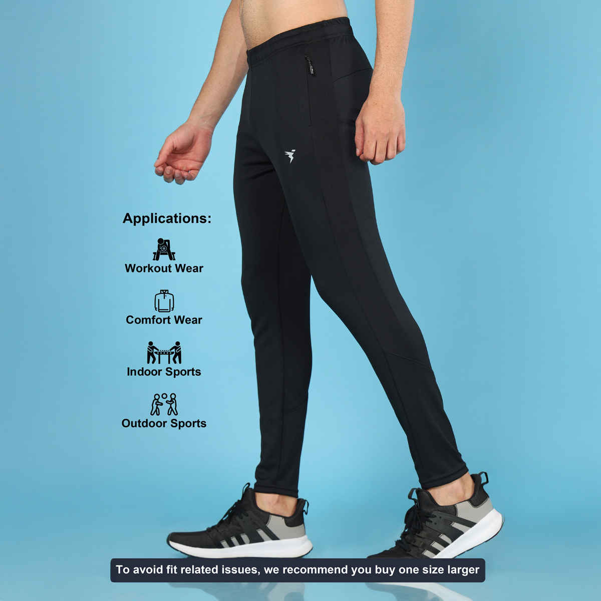 Technosport Men Poly Solid Slim Fit Sports Trackpants with TECHNO DRY | Black | XL