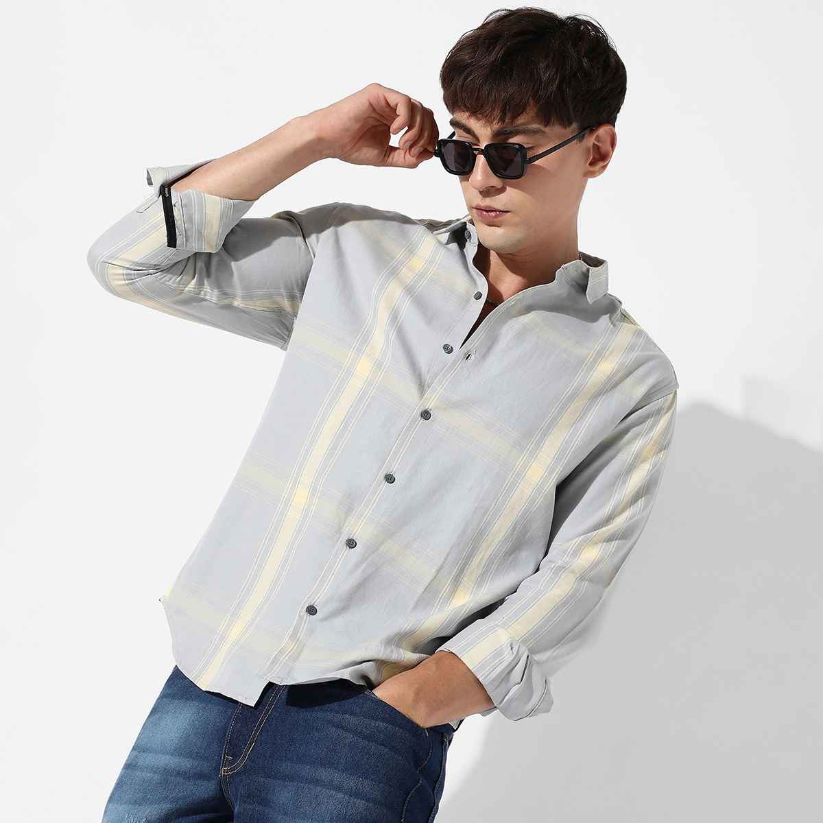 Campus Sutra Men's Tartan Plaid Shirt | Green - L