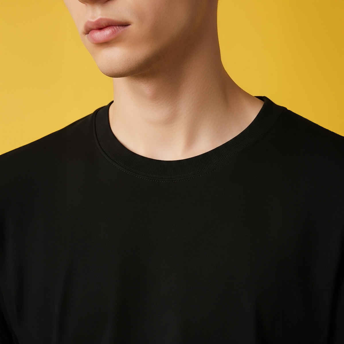 BENNY BROOKS Men's Round Neck half sleeve Oversized T-shirt |AA(ARN)BLACK79 | Black - M