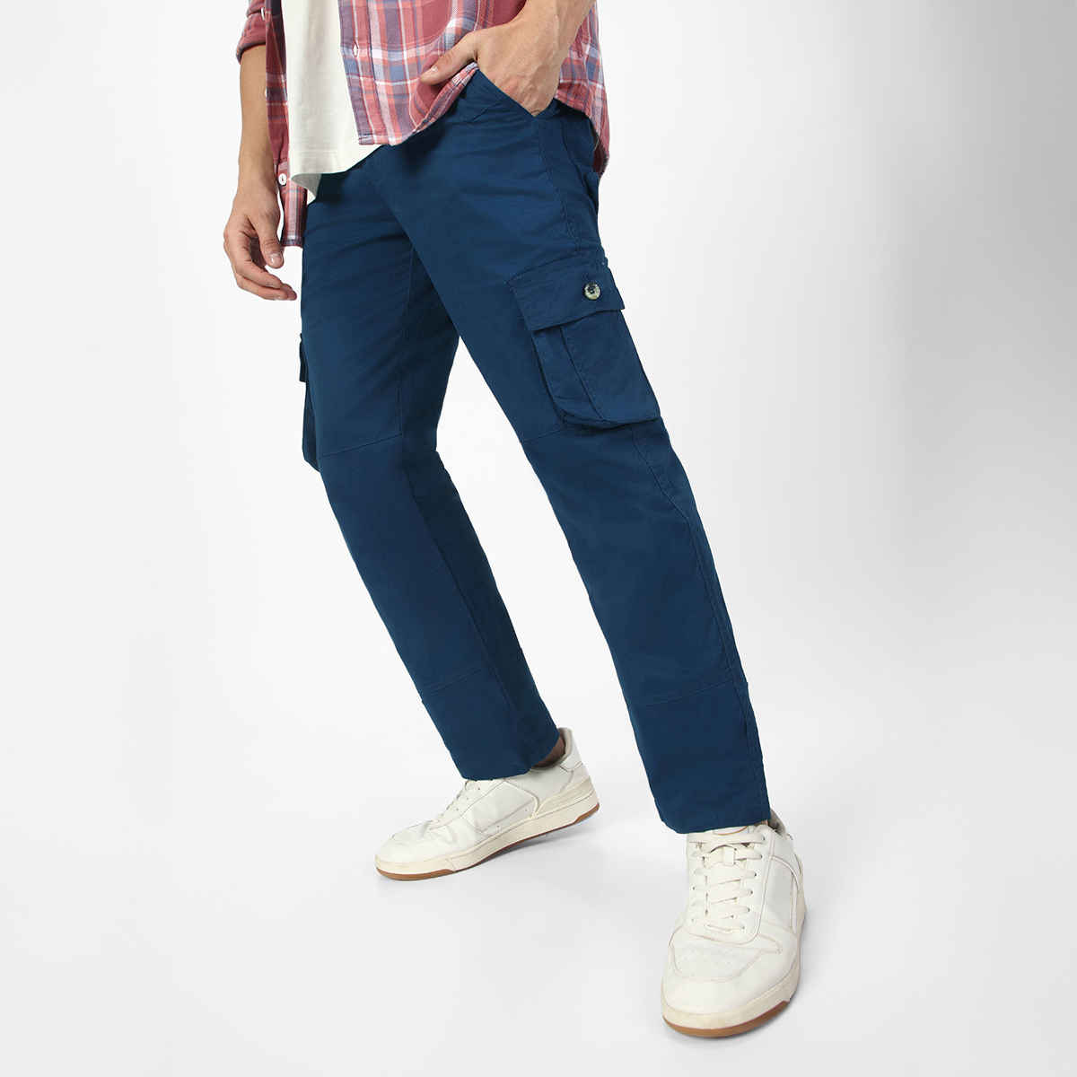 Urbano Fashion Men's Royal Blue Regular Fit Solid Cargo Chino Pant With 6 Pockets-30
