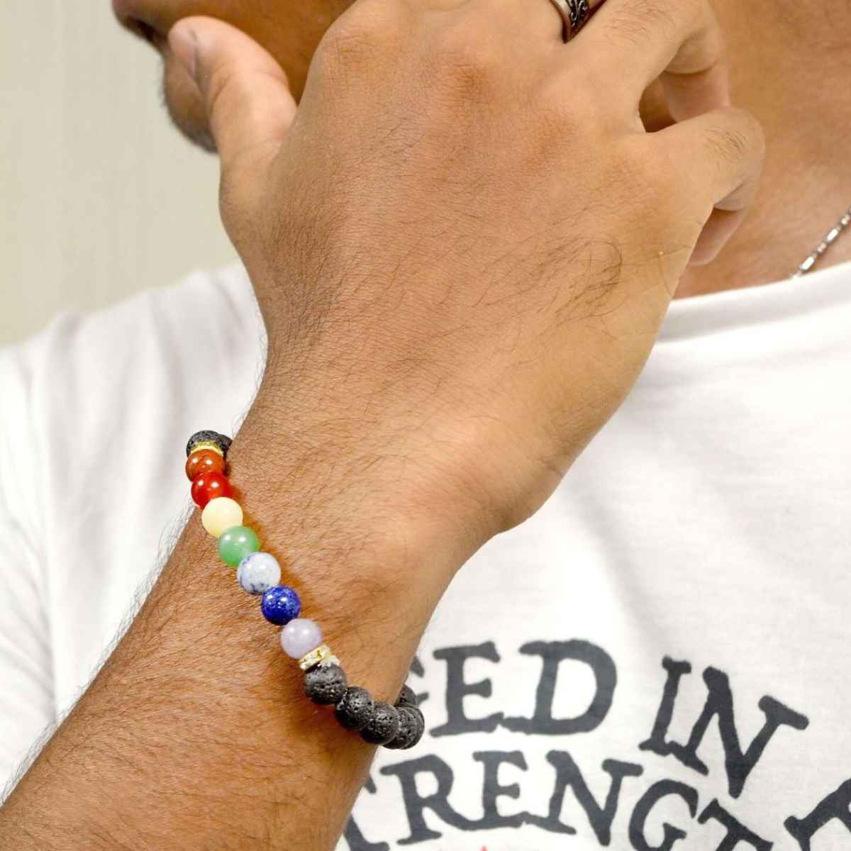 Seetara 7 Chakra Lava Stone Bracelet for Healing & Balance