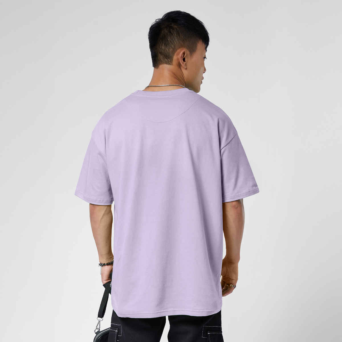 The Souled Store Men's Solids Oversized T-shirt | Lavender - M