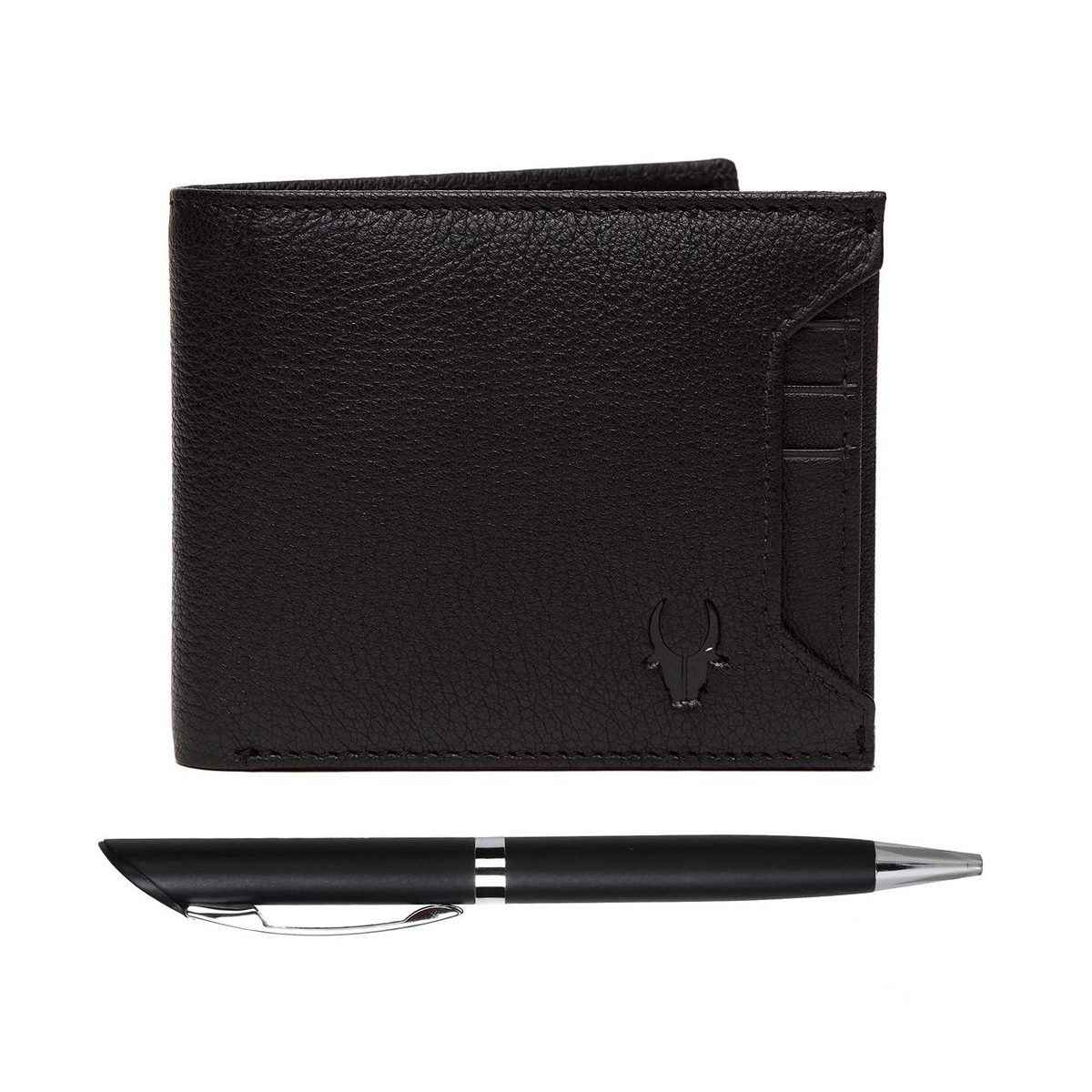 Wildhorn Men's Textured Genuine Leather Gift Set | Black - One Size