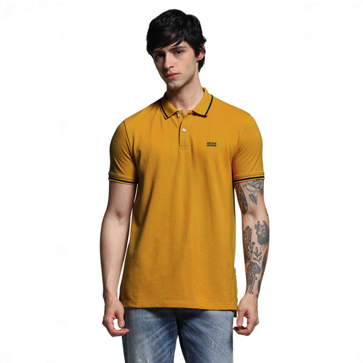 JACK & JONES Men's Regular Fit Short Sleeves Polo T-shirt | Yellow - XXL