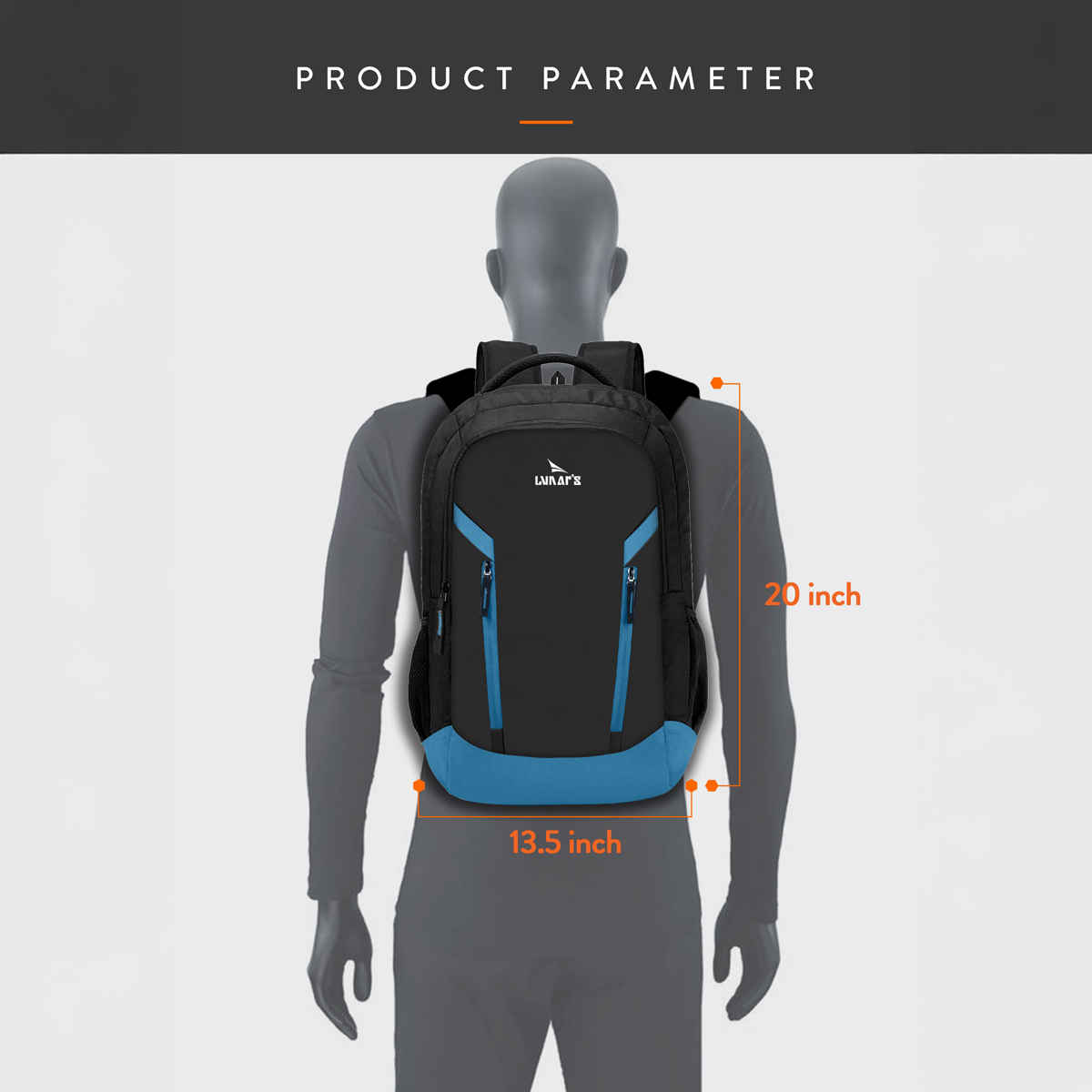 Lunar's Unisex Polyester 48 L Laptop Backpack | Black and Blue