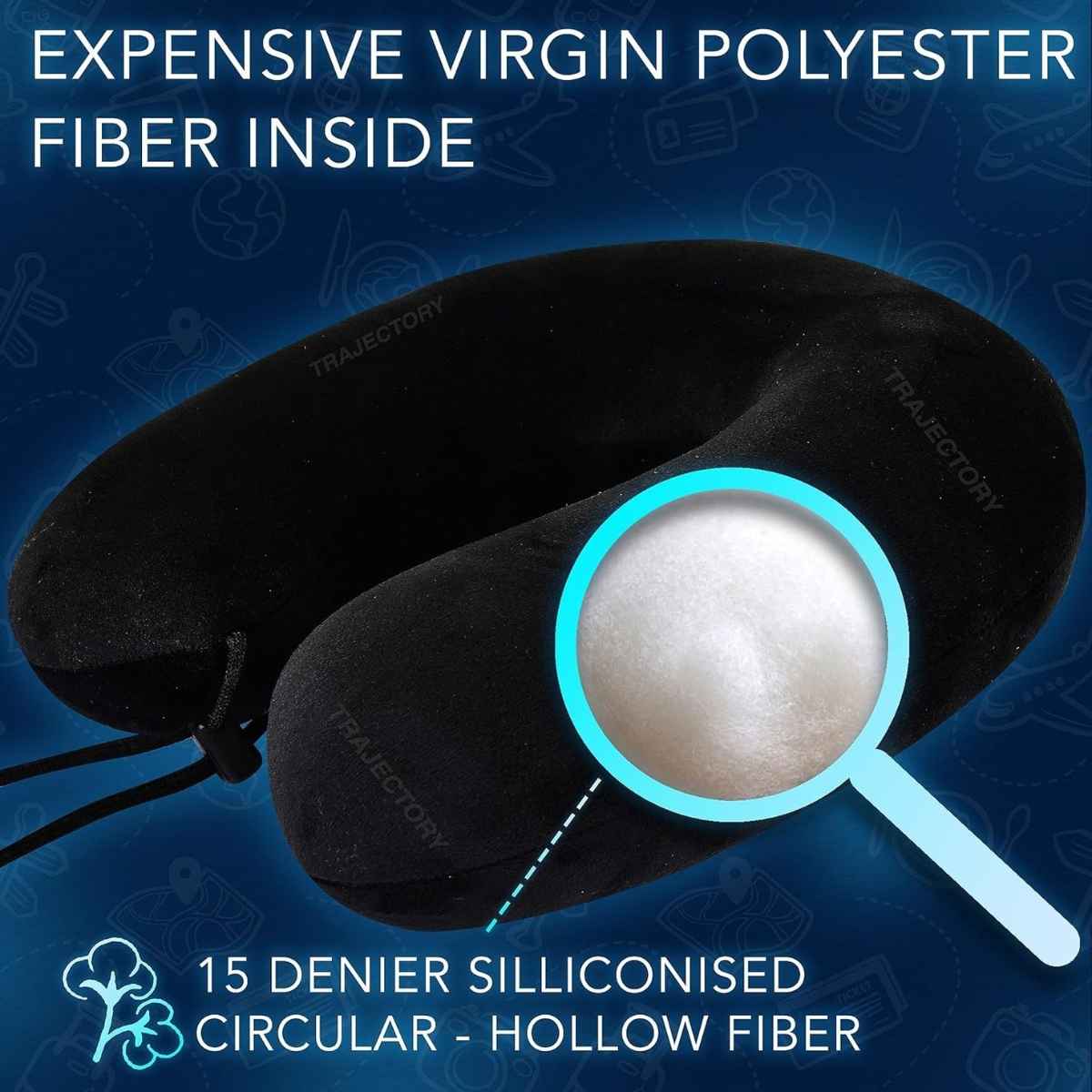 Trajectory Unisex Solid Polyester Neck Pillow | Black - One Size