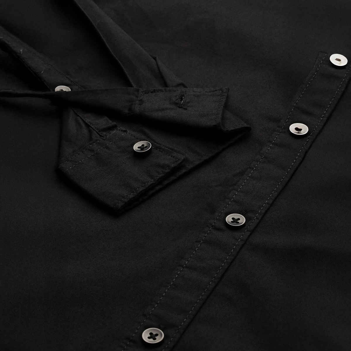 The Indian Garage Co Men's Slim Fit Solid Casual Shirt | Black - S