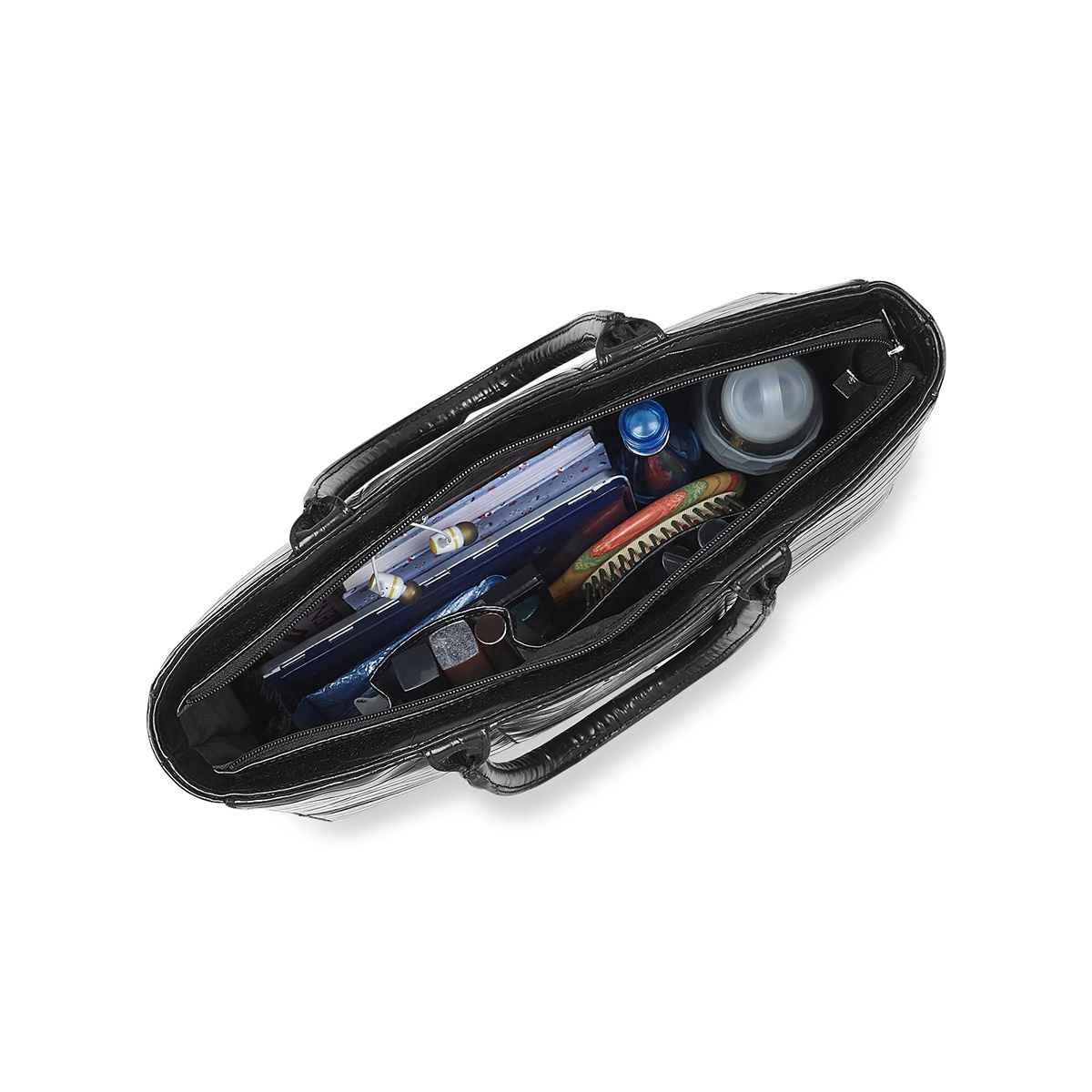 United Colors Of Benetton Women's PU 11.5 L Double Handle Tote Bag | Black - Standard