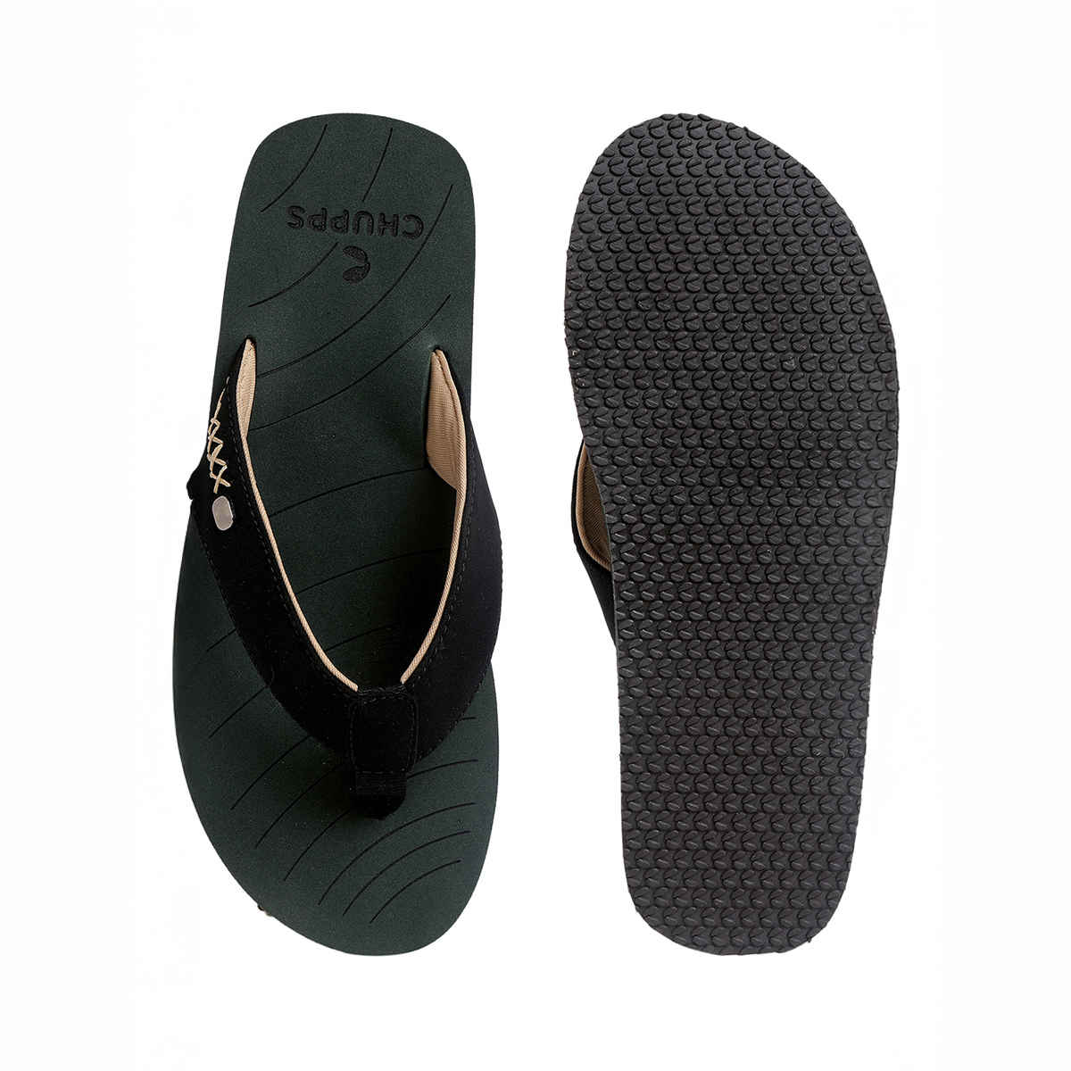 Chupps Men's X-Flex Olive & Green Flip Flops - UK8
