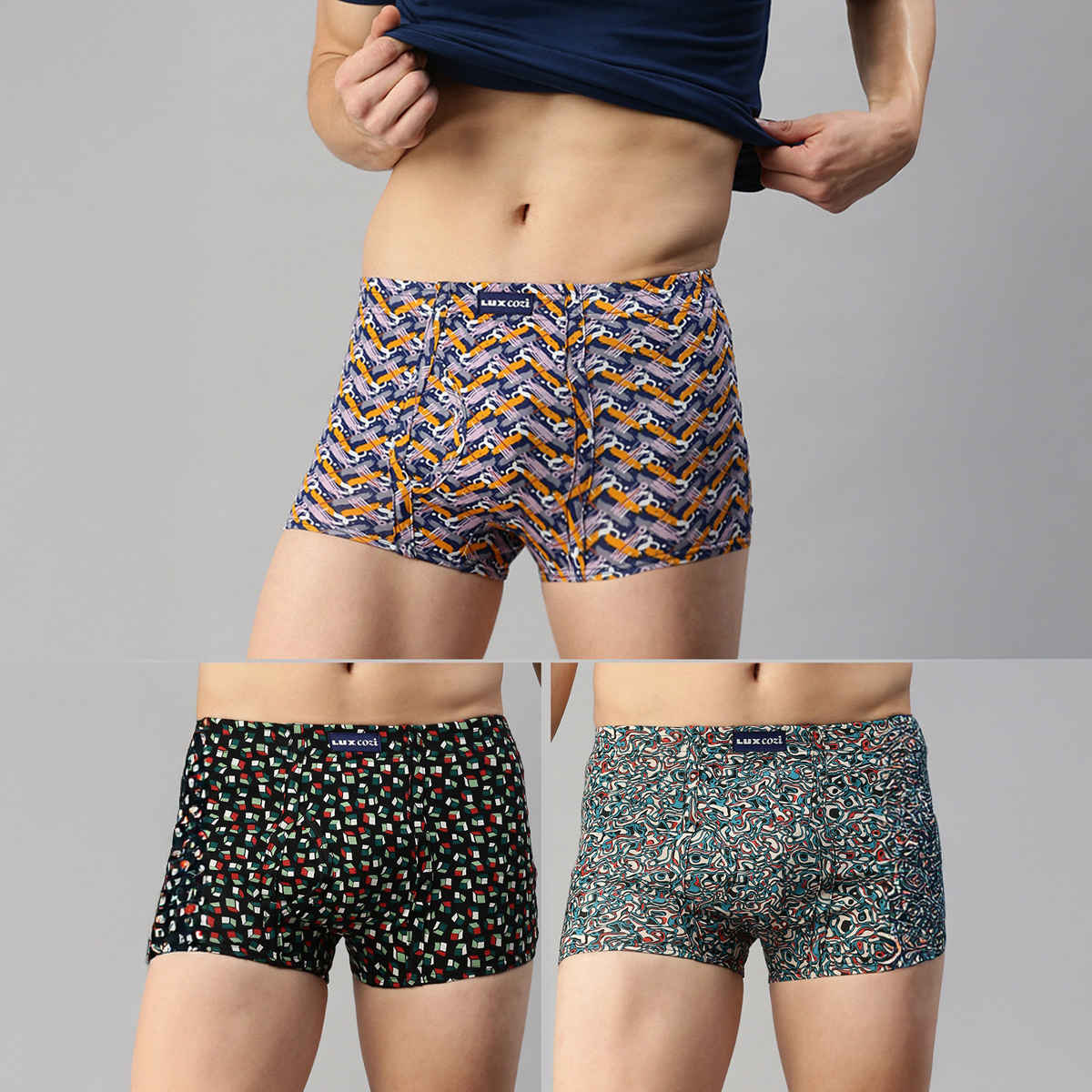 Lux Cozi Men's Printed Trunk | Assorted | 100 cm | Pack of 3