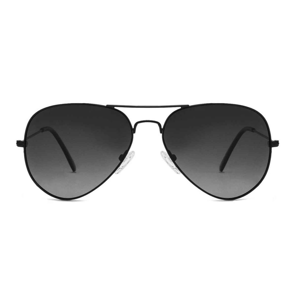 Vincent Chase By Lenskart Unisex Solid Metal Aviator Sunglasses | Black - M