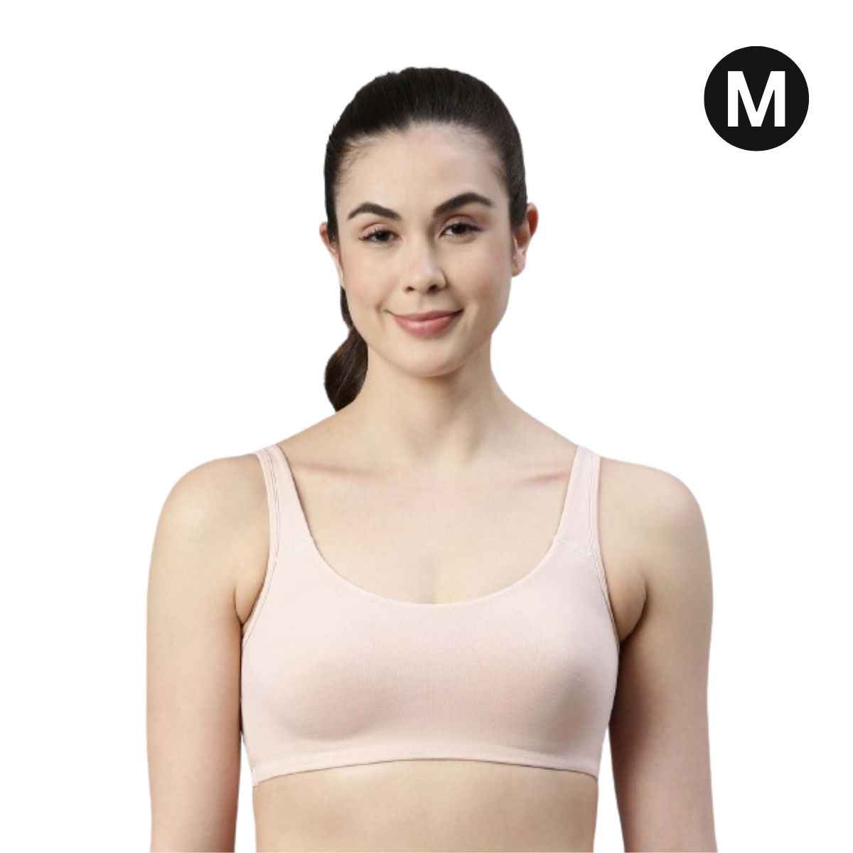 Enamor Women's SB06 Cotton Lounge Sports Bra | High Coverage | Non Padded | Wirefree | Pearl | M