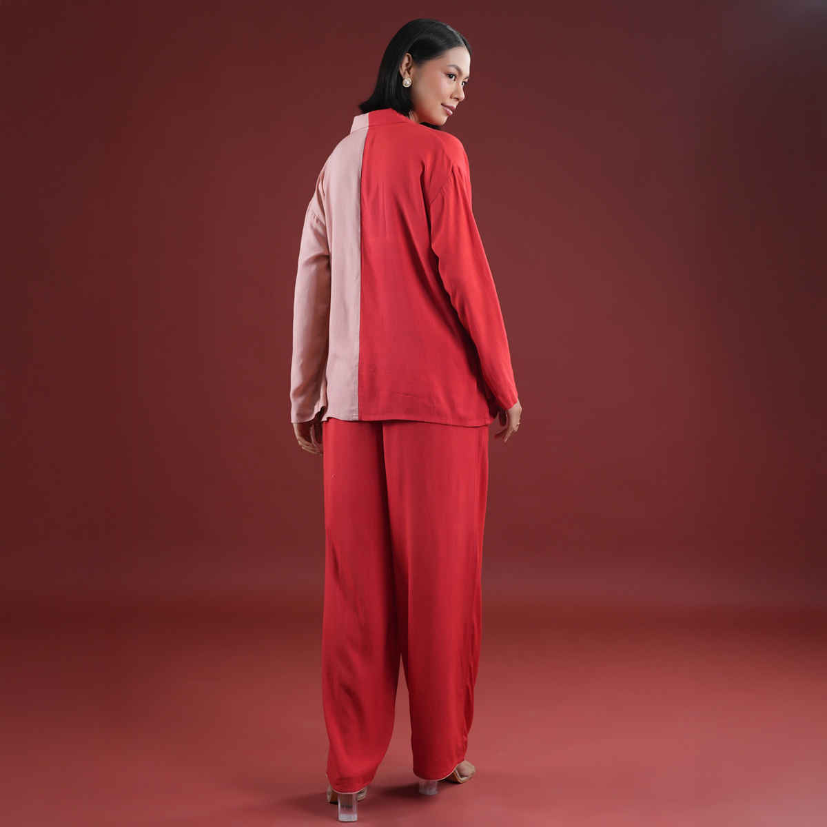 Sanskruti Homes Women's Red Solid Print Night Suit Set | Se-nsp-860 | M