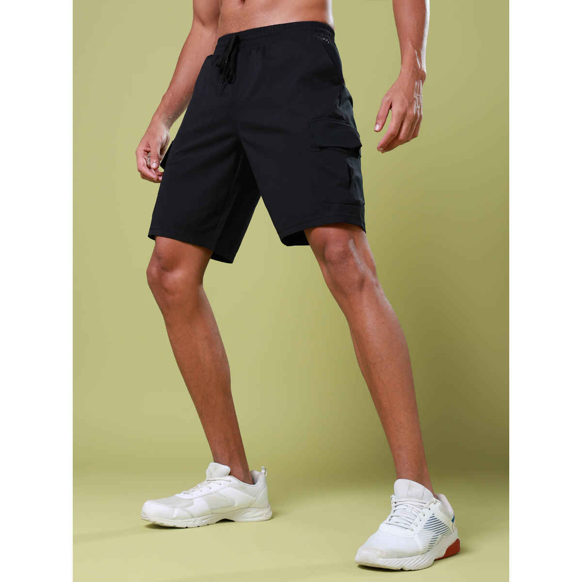Technosport Men Poly Solid Slim Fit Sports Shorts with TS FLEXI | Black | M