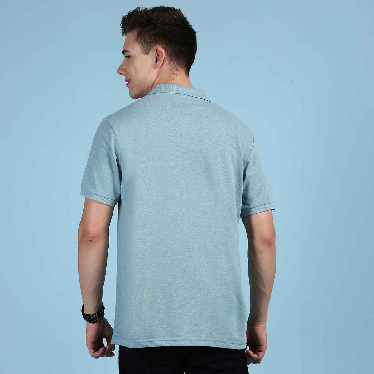 Lux Cozi Men's Solid Cotton Polo T-shirt with Pocket | Pal Green - XL