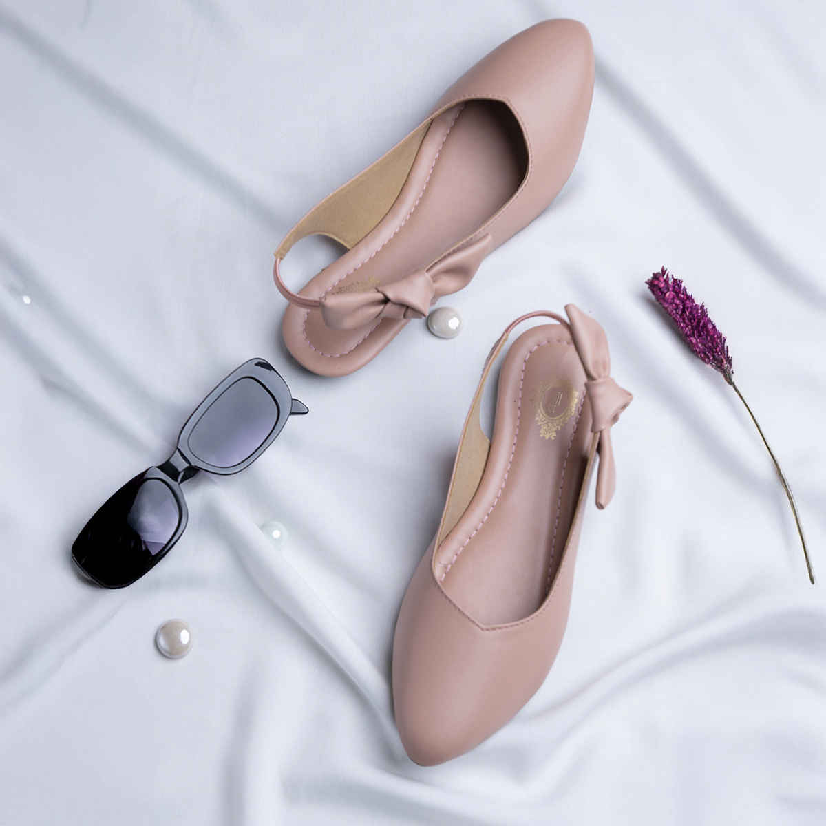 Shoetopia Casual Side Bow Detailed Pink Flat Belly For Women | UK 5