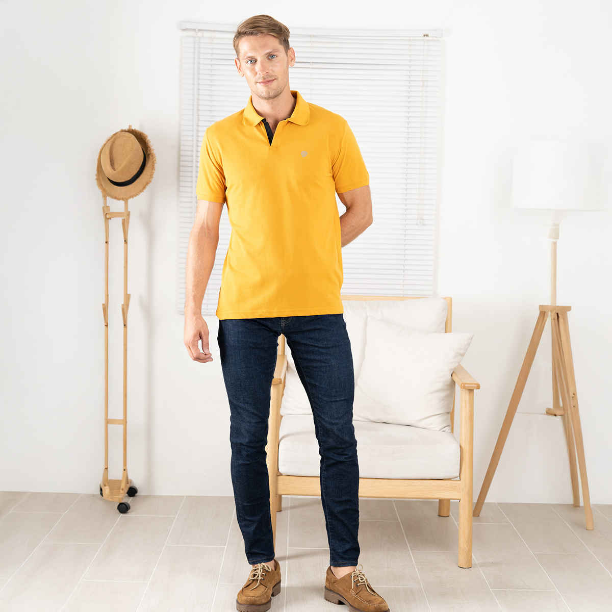 Lux Cozi Men's Cotton Polo T-Shirt, Mustard, 2XL