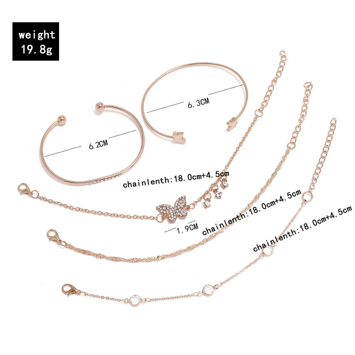 Shining Diva Fashion Set of 5 Multilayer Crystal Gold Plated Bracelet for Women and Girls | 13073b