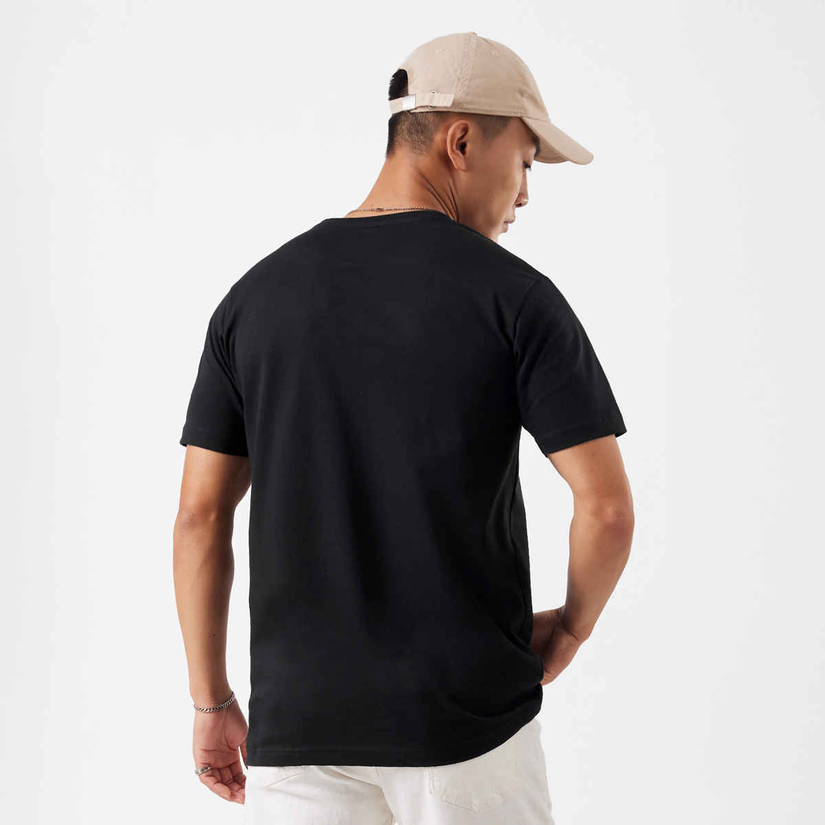 The Souled Store Men's Regular Solids- Black T-Shirts | Black | M