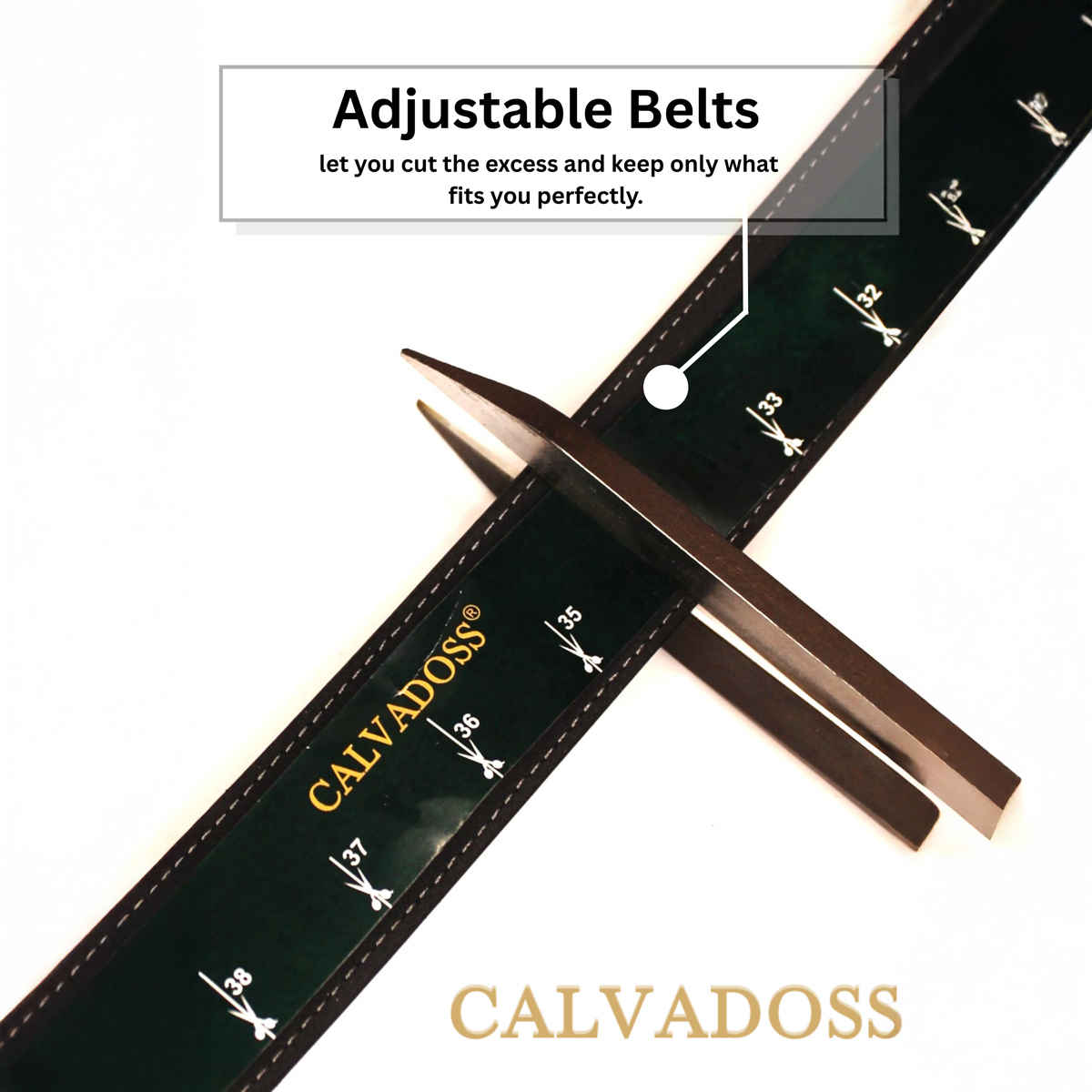 Calvadoss Men's Premium Comfort Fit Solid Gear PU Belt | Black