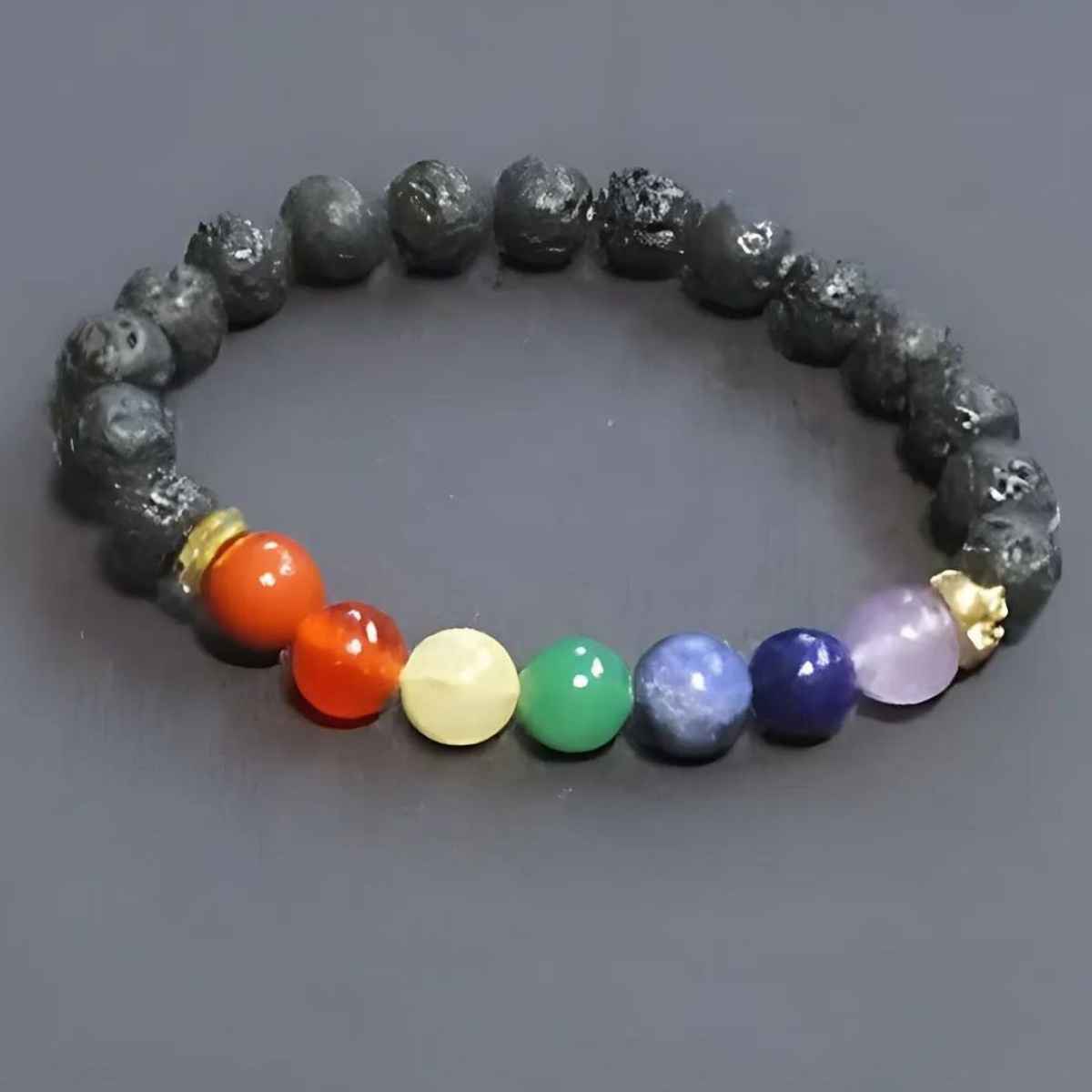 Seetara 7 Chakra Lava Stone Bracelet for Healing & Balance