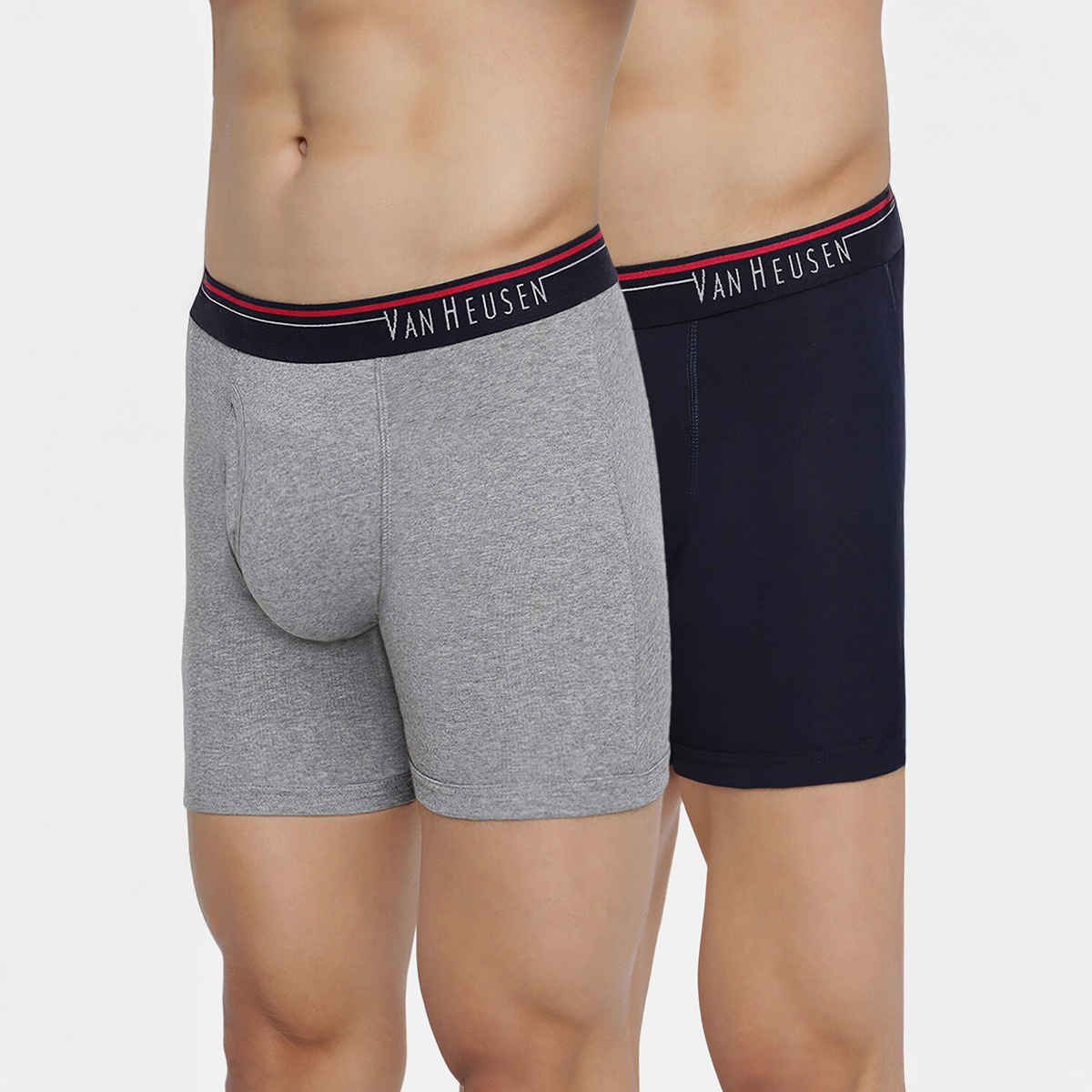 Van Heusen Apparel Men's Solid Anti Bacterial & Colour Fresh Boxer Brief Dark Navy and Grey - XL