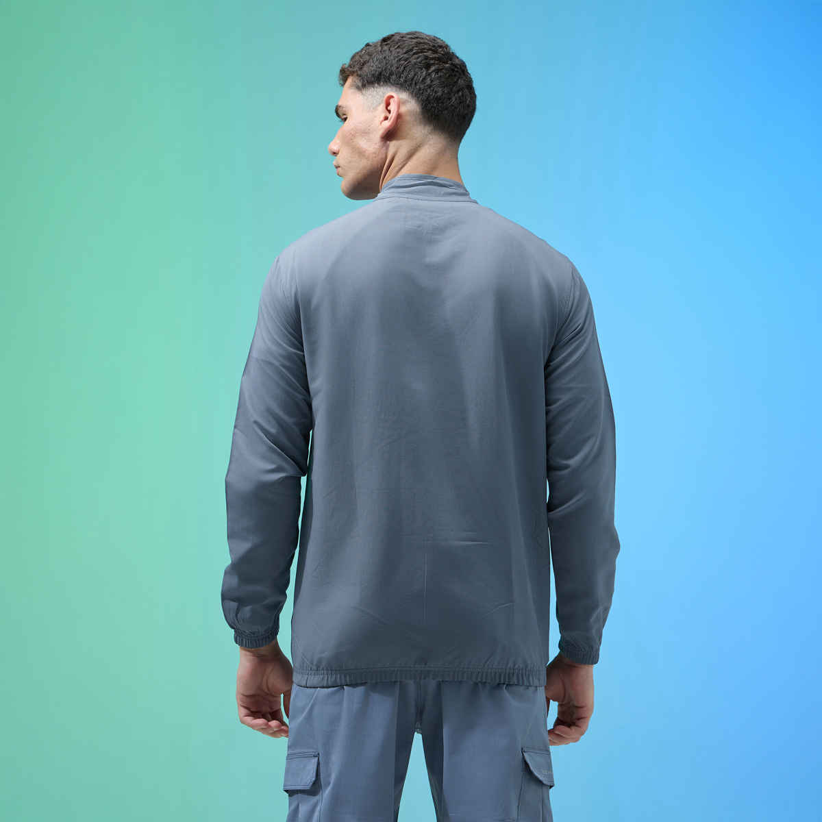 Technosport Men's Slim Fit Mock Neck Sports Jacket | TECHNOLITE Fabric | Blue - M