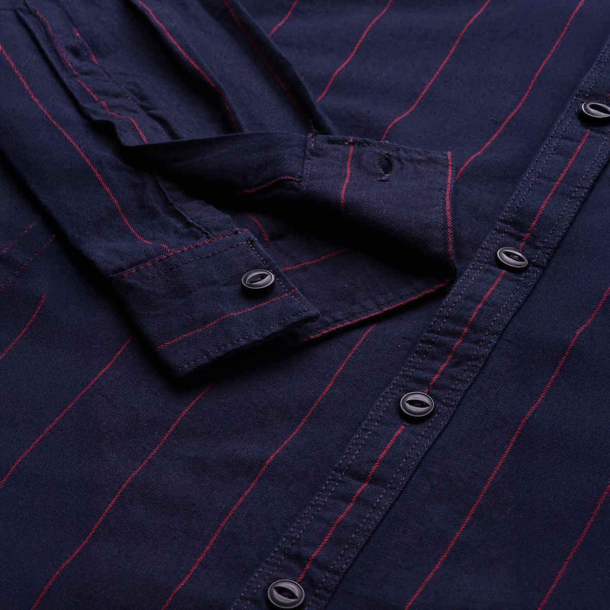 The Indian Garage Co Men's Slim Fit Checkered Casual Shirt | Navy Blue - XL