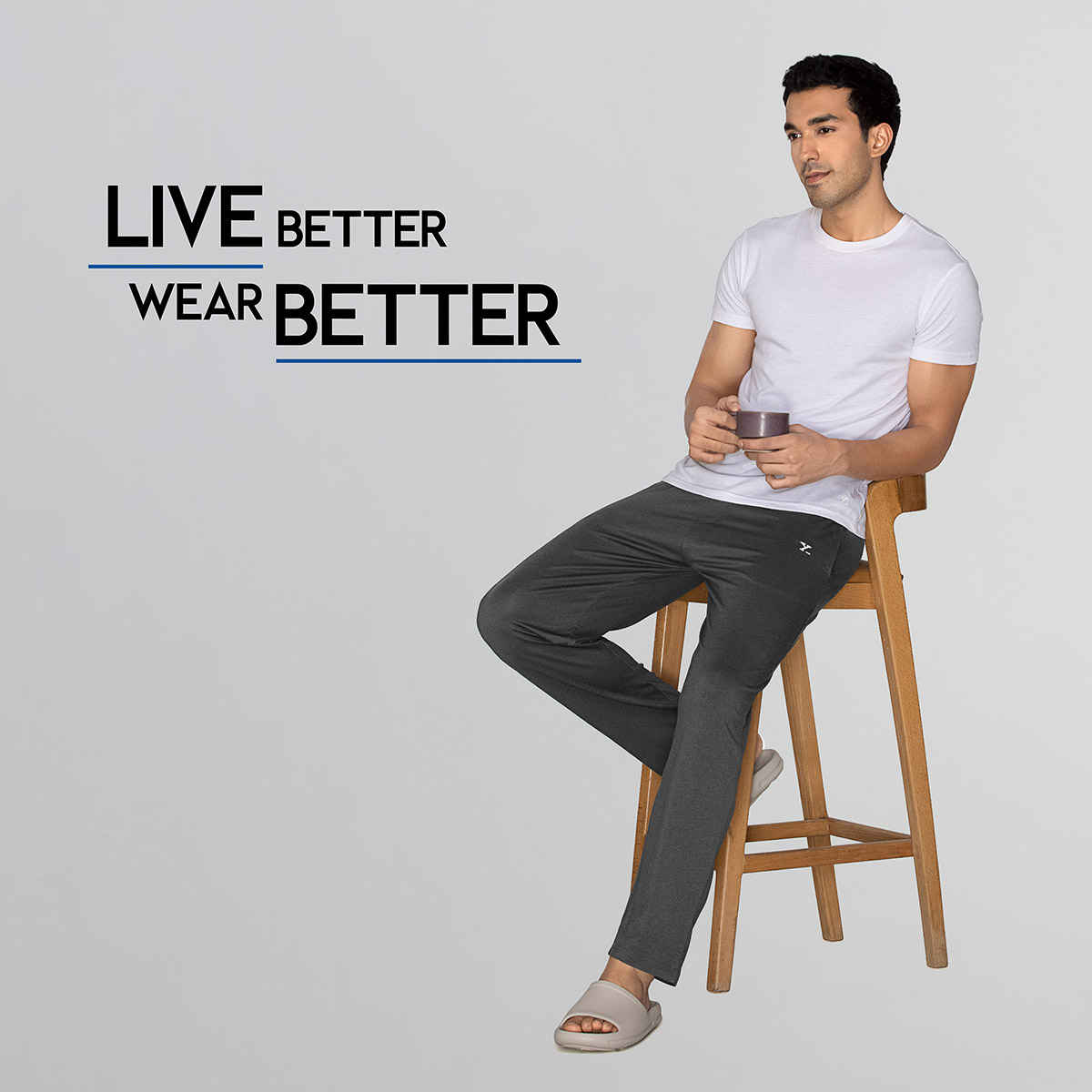 XYXX Ace IntelliSoft Cotton Modal Solid Loungewear Relaxed Fit | 2 Zipper Side pockets | Grey- L