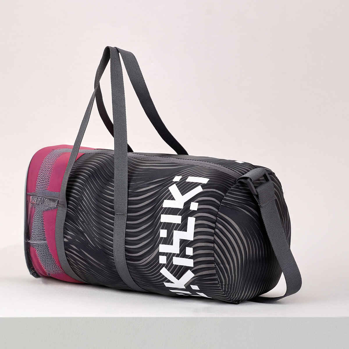 Wildcraft Unisex Color Block Polyester Duffel Bag | Black and Red - 23 cm