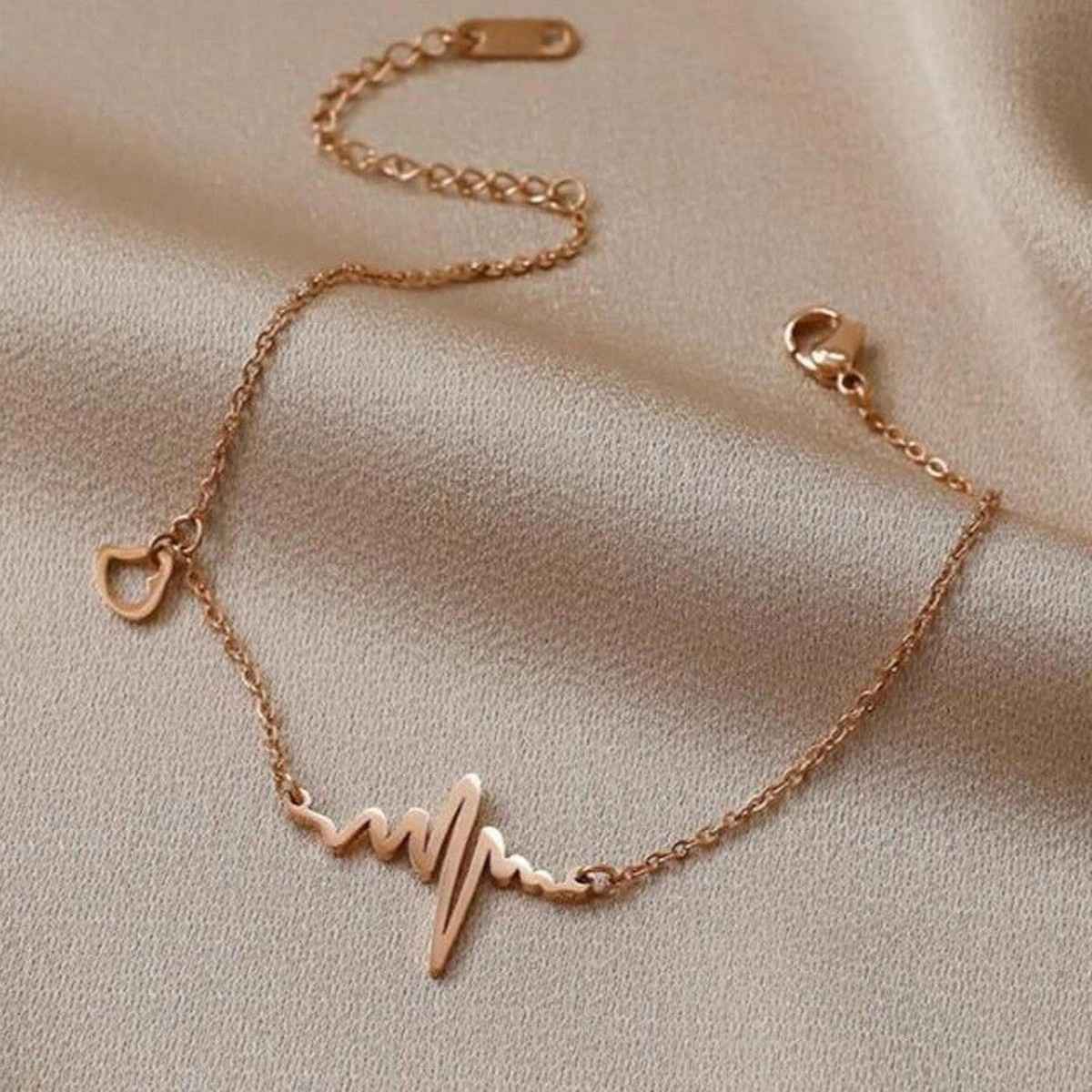Fashion Frill Women's Heartbeat Anklet Rose Gold Onesize