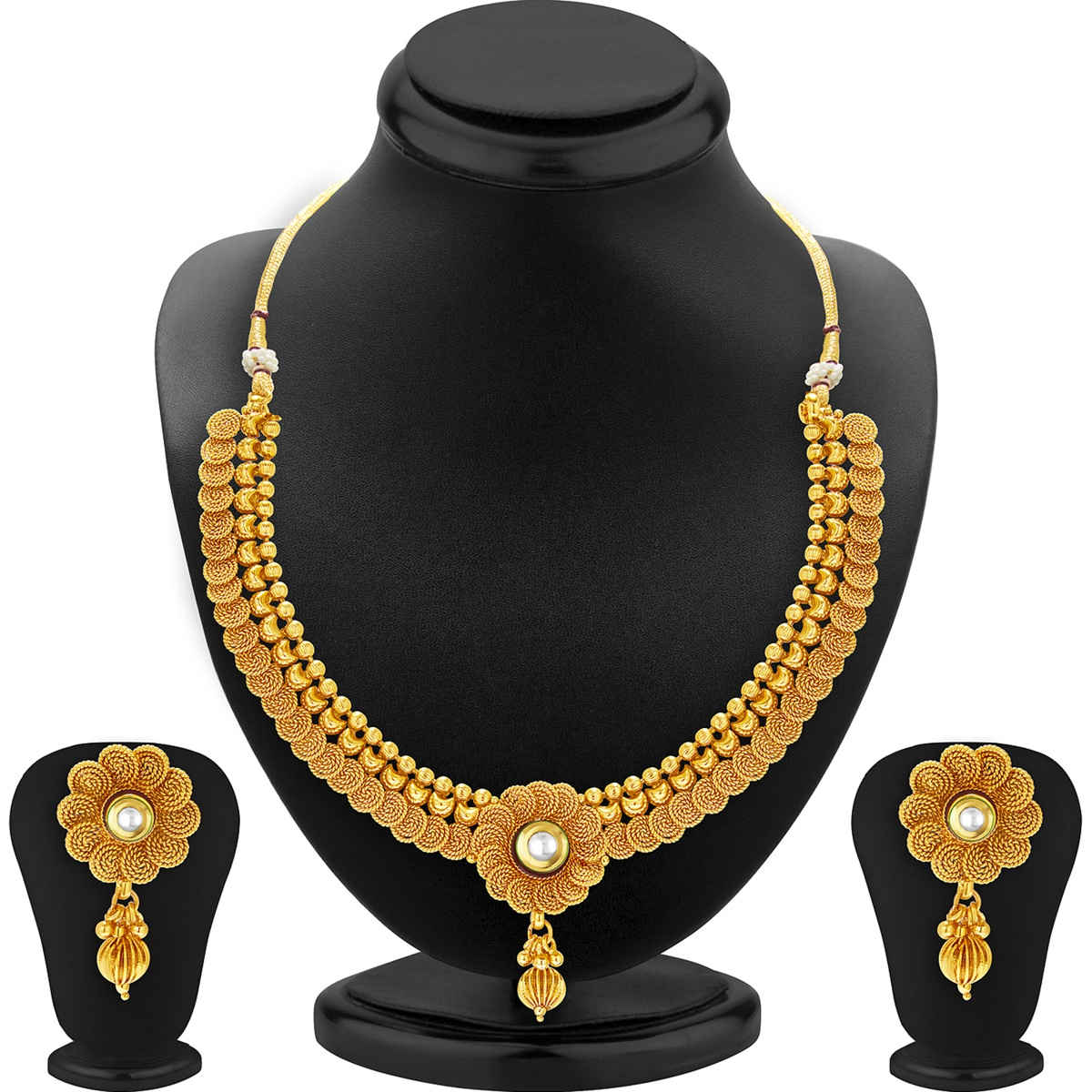 Sukkhi Floral Gold Plated Kundan Choker Necklace Set For Women