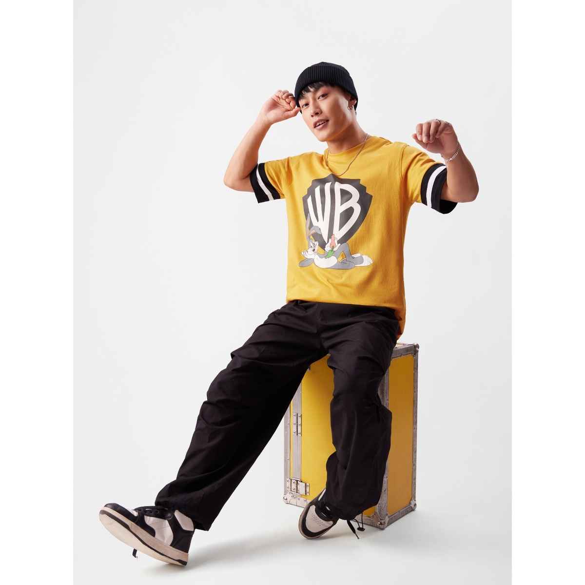 The Souled Store Men's Regular Men's Looney Tunes-WB T-shirts | Mustard | L