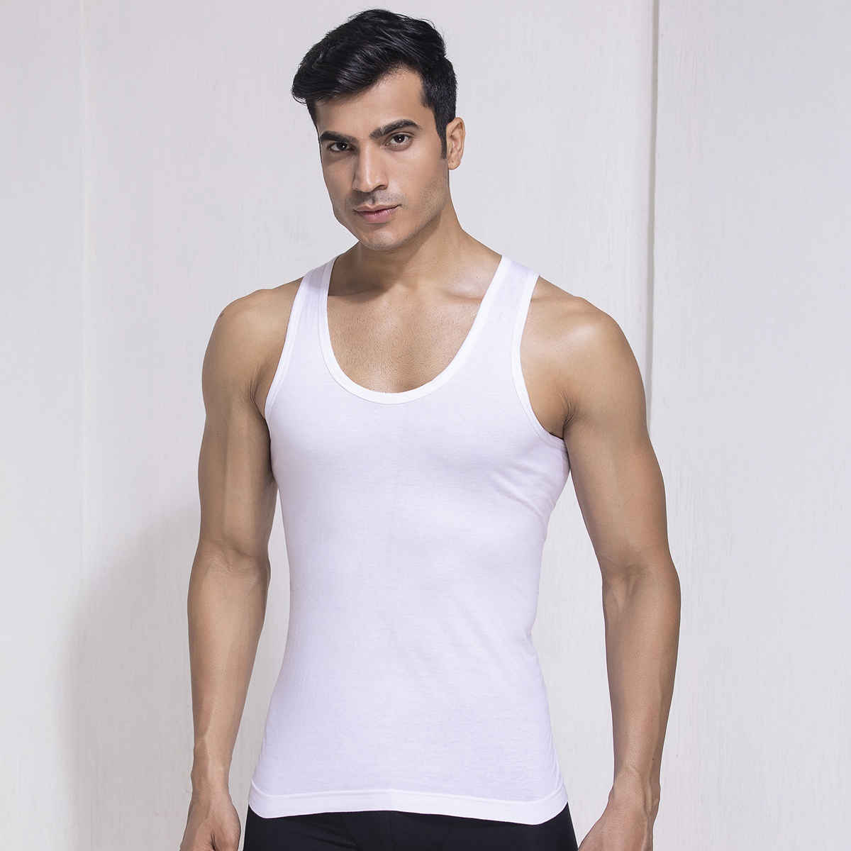 John Players Men's Classic Ribbed Cotton Vest | (JVT002M18) | White - XL